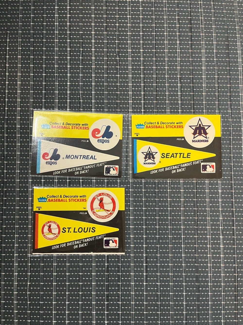 ⚾️ Vintage 1986 Fleer MLB Famous Feats & Team Pendant Sticker Card Qty 3